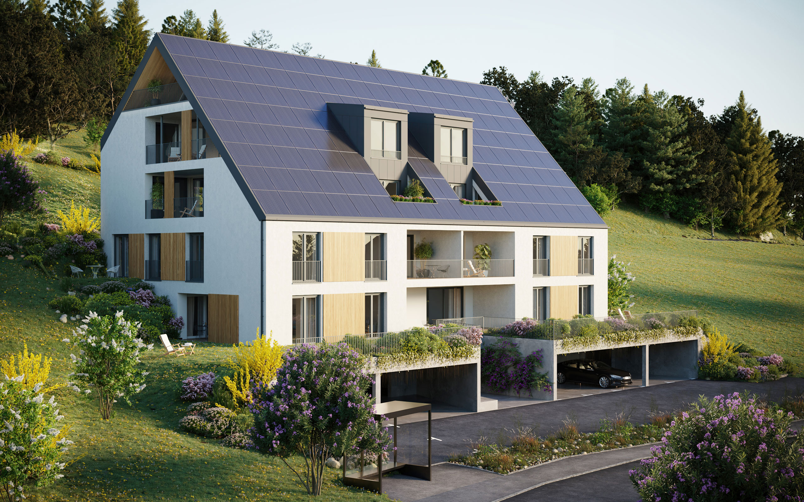 Immobilien Vermarktung Visualisierung - Architektur am Abend